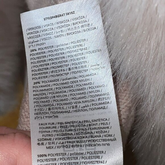 New Guess by Marciano Paula Faux Fur Trimmed Wrap Cardigan Coat With Chevron Kni - Picture 9 of 14